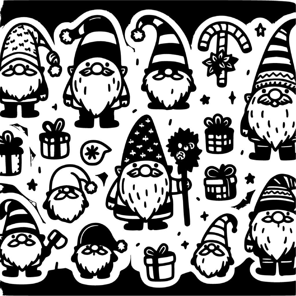 weird and cute stickers Christmas Gnome Bundle  Christmas Doodle, Gnomes Merry Christmas - weirdto Cart