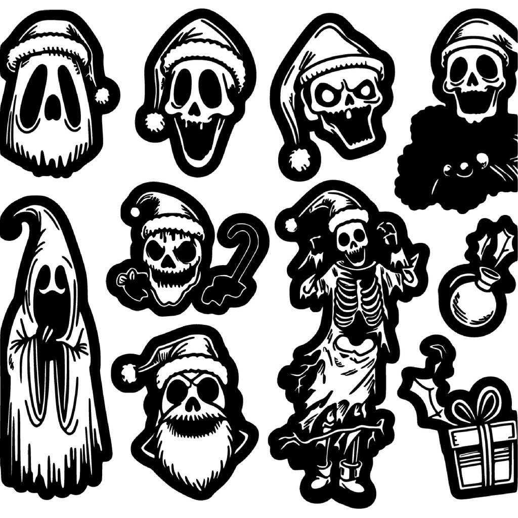 30 Scary  Christmas Stickers - weirdto Cart