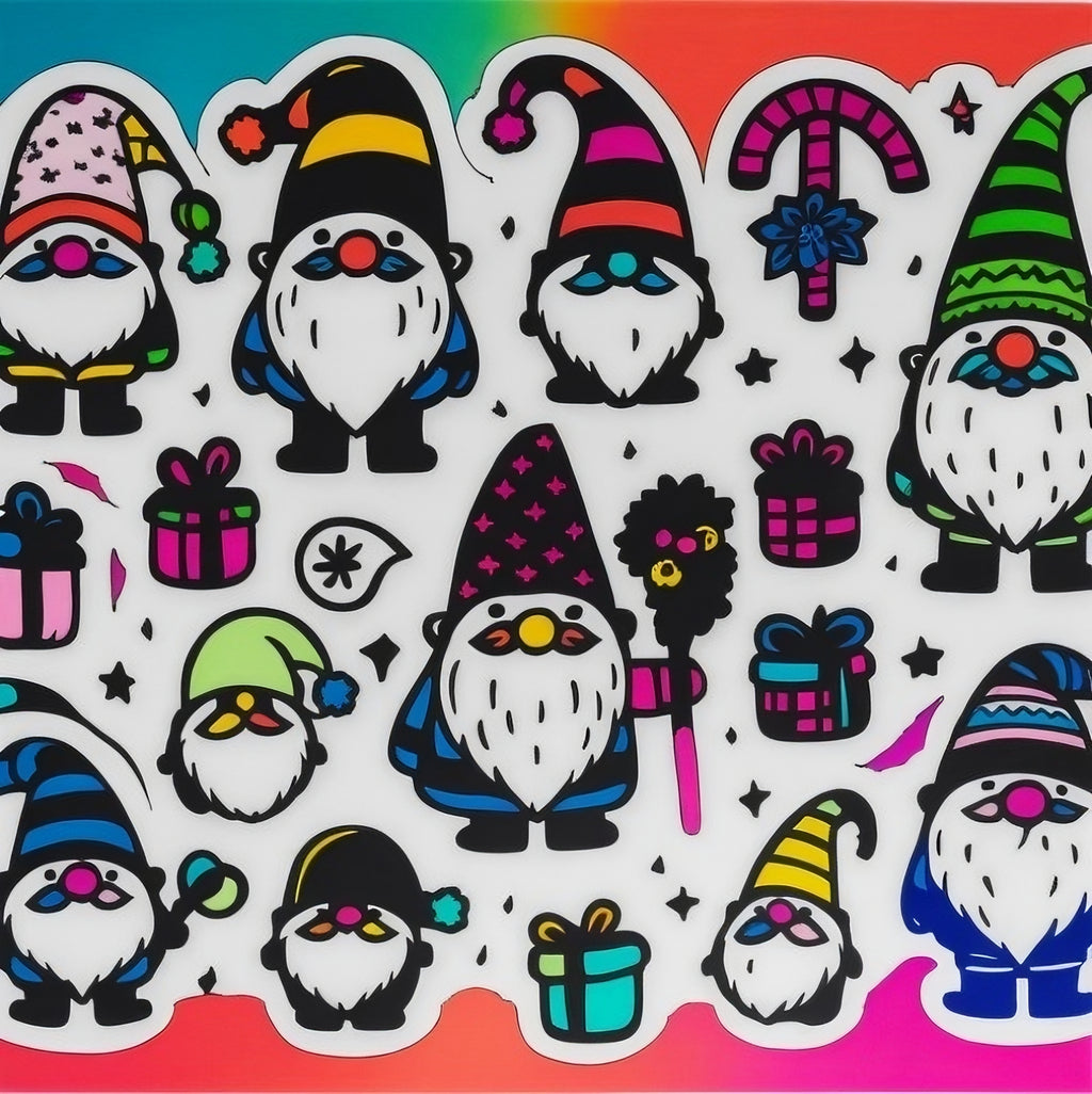 weird and cute stickers Christmas Gnome Bundle  Christmas Doodle, Gnomes Merry Christmas - weirdto Cart